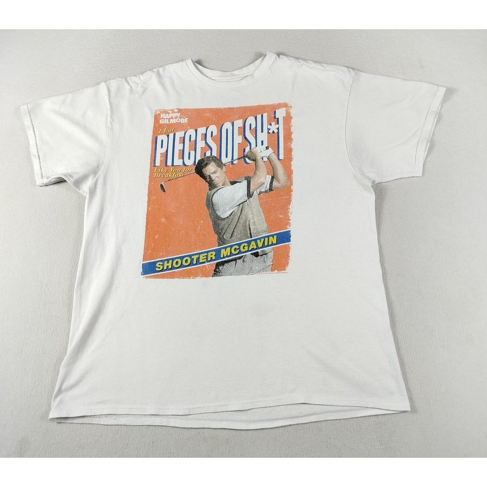 Happy Gilmore Shooter McGavin‎ Shirt Mens XL White Pieces Of Sh*t Golf Movie Tee